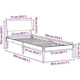  Okvir kreveta smeđe i tamnosivo 75 x 190 cm Masivna borovina | shoptok.hr