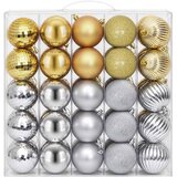  Set božićnih kuglica 50 kom. Srebrna i zlatna 8 cm Polistiren | shoptok.hr