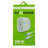 punjač 20W PD Type C +kabl Type C/ Lightning bela