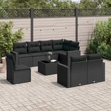 vidaXL 9-dijelni set vrtnih sofa s jastucima crni od poliratana | shoptok.hr