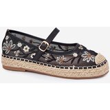 Boto Mesh Espadrilles With Embroidery On Platform Black Laxisa | shoptok.hr