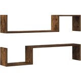  Zidne police 2 kom dimljeni hrast 100x15x20cm konstruirano drvo | Eponuda.com