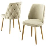 Hanah home set trpezarijskih stolica Leja 6 kom, krem tkanina Babyface, zlatne metalne noge | Eponuda.com