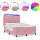 Box Spring Krevet s Madracem &amp LED Ružičasti 140x190 cm Baršun | shoptok.hr