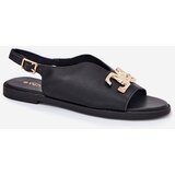 EVENTO Women's Flat Sandals With Golden Decoration Black Amelira | Shoptok.si