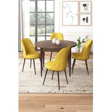 Hanah home Set Trpezarijski sto i 4 stolice, žuto-smeđa | Eponuda.ba