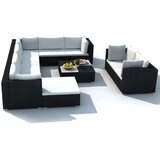 Poli 10-dijelna vrtna garnitura od poliratana s jastucima crna | shoptok.hr
