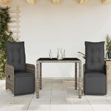  3-dijelni vrtni bistro set od poliratana s jastucima sivi | shoptok.hr