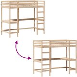  Krevet na kat s radnim stolom 90 x 200 cm od masivne borovine | shoptok.hr