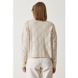  Women's Cream Floral Embroidered Cardigan Athlete Knitwear Suit | Shoptok.si