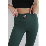 Kesi Ribbed high-waisted leggings in dark green | shoptok.hr