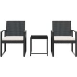 vidaXL 3-dijelni vrtni blagovaonski set s jastucima crni od PP ratana | shoptok.hr