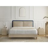 Bobochic Paris Modra/bež oblazinjena oblazinjena zakonska postelja z letvenim dnom 140x190 cm Mara – | Shoptok.si