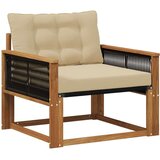  Set vanjskih sofa Čvrsto drvo akacije i Textilene Prirodna - Prirodno i bež Crno užad | shoptok.hr
