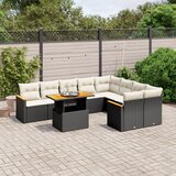 vidaXL 10-dijelni set vrtnih sofa s jastucima crni od poliratana | shoptok.hr