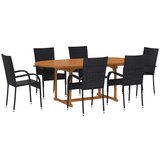  7-dijelni vrtni blagovaonski set od poliratana crni | shoptok.hr