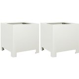 Maison Chic Vrtno korito - Greda - Cvetlični Lonec 2 kosa bela 30x30x30 cm jeklo, (21789697) Cene