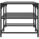  Stolić za kavu s crnom staklenom površinom 98,5x50x45 cm čelik | shoptok.hr