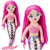  Pli&amp;scaron;ana igračka sirena s &amp;scaron;ljokastim repom 48 cm - roza Slike