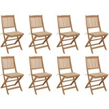 The Living Store Zložljivi zunanji stoli z blazinami 8 kosov trden akacijev les - Zunanji Stol, (21494500) | Shoptok.si
