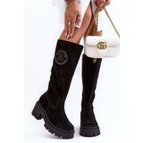 Lewski Shoes Women's Suede Boots Over The Knee Black Lewski 3367 | Shoptok.si