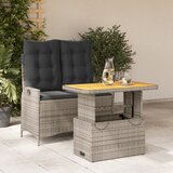  2-dijelni vrtni blagovaonski set s jastucima sivi od poliratana Siva 90 cm table length | shoptok.hr