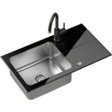 Quadron set HUGH 111 crno staklo/čelik + NAOMI SLAVINA | shoptok.hr