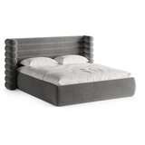 Micadoni Siva oblazinjena zakonska postelja s prostorom za shranjevanje z letvenim dnom 160x200 cm Mount – | Shoptok.si