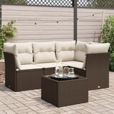  5-dijelni set vrtnih sofa s jastucima poliratan smeđi | shoptok.hr