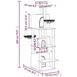  Penjalica za mačke sa stupovima za grebanje krem 180 cm | shoptok.hr