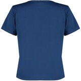 Trendyol curve navy blue embroidery detailed basic knitted t-shirt Cene