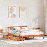 Maison Chic Posteljni okvir - Dvoposteljna postelja - Zakonska postelja brez vzmetnice voščeno rjav 120x190 cm borovina-J13205, (21768093) | Shoptok.si