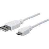 Manhattan USB kabel USB 2.0 USB-A vtič\, USB-mikro-B vtič 1.80 m bela UL-certificirano 324069, (20415768) | Shoptok.si