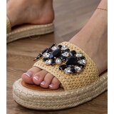 Gemre Beige espadrille slides with black crystals Luas | shoptok.hr