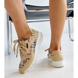 Gemre Beige checkered sneakers Afifah | Shoptok.si
