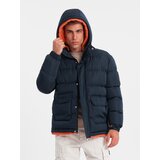 Ombre Warm men's sports jacket with double hood - navy blue | Shoptok.si