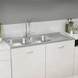  Kuhinjski sudoper s dva korita srebrni 1200x500x155 mm čelični | shoptok.hr
