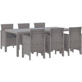 vidaXL 7-delni jedilni set z blazinami svetlo siva poli ratan, (22089894) | Shoptok.si
