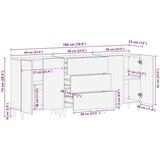 vidaXL Ormarić / Komoda 3 pcs Bijelo 60 x 33 x 75 cm masivno drvo manga | shoptok.hr