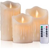 AIIBOWY LED Set 3 brezplamenskih sveč iz pravega voska z daljinskim upravljalnikom | Shoptok.si
