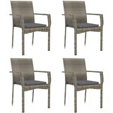 Maison Chic Vrtni stoli - Stol za vrt z blazinami 4 kosi poli ratan sive barve JS2247, (21877106) Cene