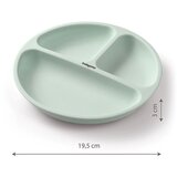 BabyOno Silikonski okrogel krožnik s predelki in priseskom 6 m+, mint | Shoptok.si