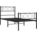  Metalni okvir kreveta uzglavlje i podnožje crni 75x190 cm | shoptok.hr