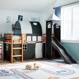 vidaXL Otroški pograd s stolpom bel in črn 80x200 cm trdna borovina Cene