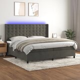 The Living Store Box spring postelja z vzmetnico LED temno siva 200x200 cm žamet - Box Spring Postelja, (21437690) Cene