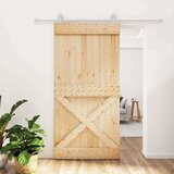  Klizna vrata Prirodna i bijela 100 x 210 cm Čvrsta borovina | shoptok.hr