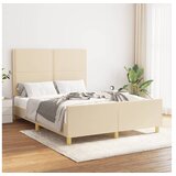  Posteljni okvir z vzglavjem krem 140x200 cm blago | Shoptok.si