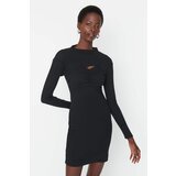 Trendyol Black Super Crop Blouse Detailed Bodycone Knitted Dress Cene