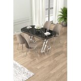 Hanah home trpezarijski set Lai, sto i 4 stolice, ploča u dekoru Sonata, hromirane noge, kapućino tkanina Babyface | Eponuda.com