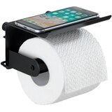 Wenko crni zidni držač toaletnog papira s držačem za mobitel Classic Plus Cijene